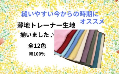 薄手トレーナー生地揃いました♪
